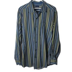 Tommy Bahama Button Up Shirt Mens Size XL Blue Green Yellow Cotton Long Sleeve